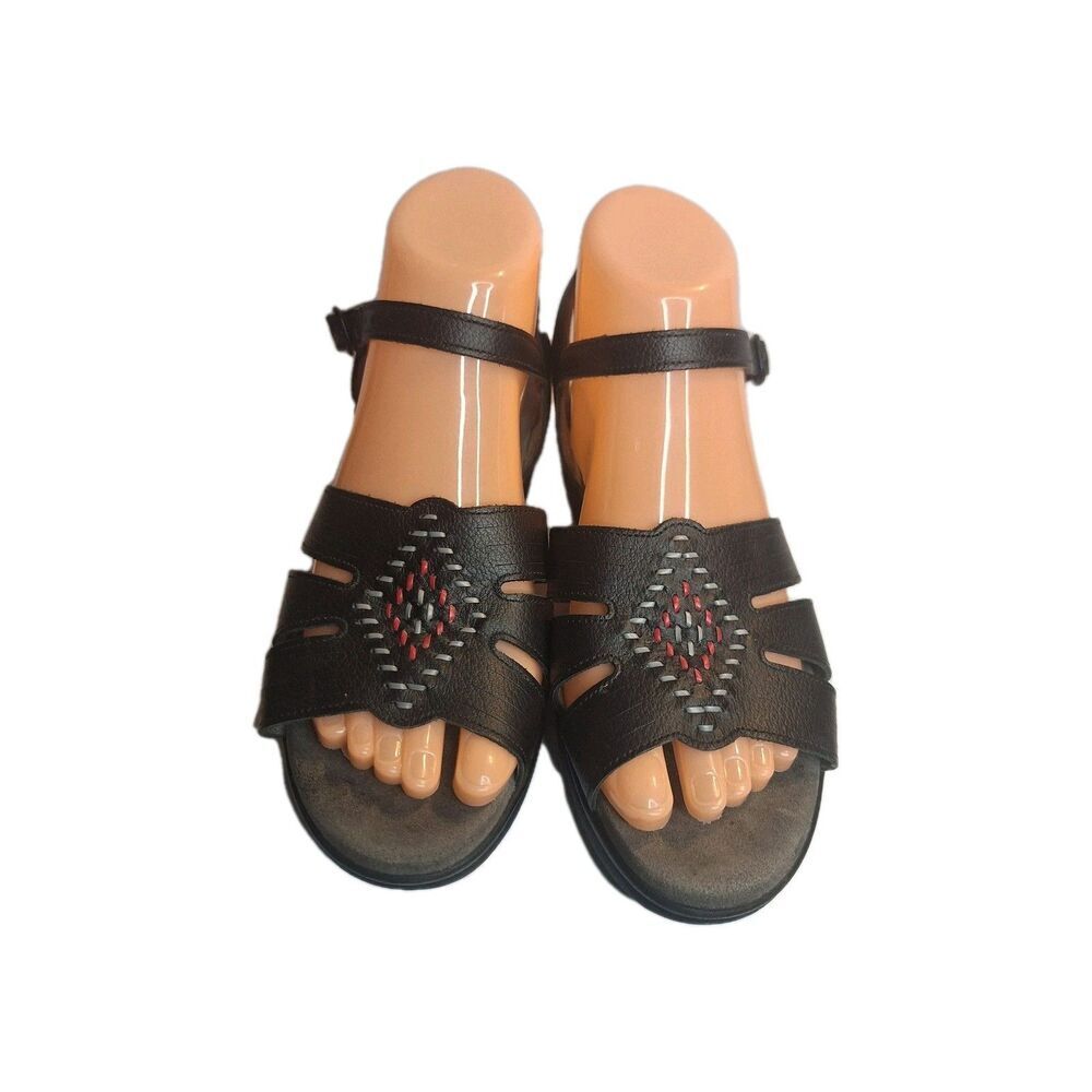 SAS Black Woven Huarache Leather Sandals Tripad Comfort Flat Womens 7.5 Wide